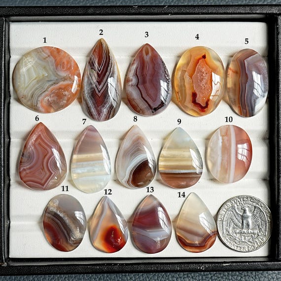 Lake Superior Agate Cabochon: Botswana Agate Natural Flatback Loose Gemstones for Jewelry Making