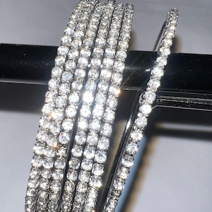 Sparkling Silver Cubic Zirconia Bangles - Set of 4