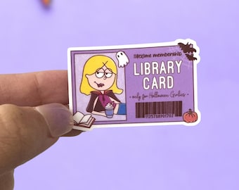 Halloween Library Card Sticker, Cute Spooky Bookish Sticker, Lizzie Halloween Sticker
