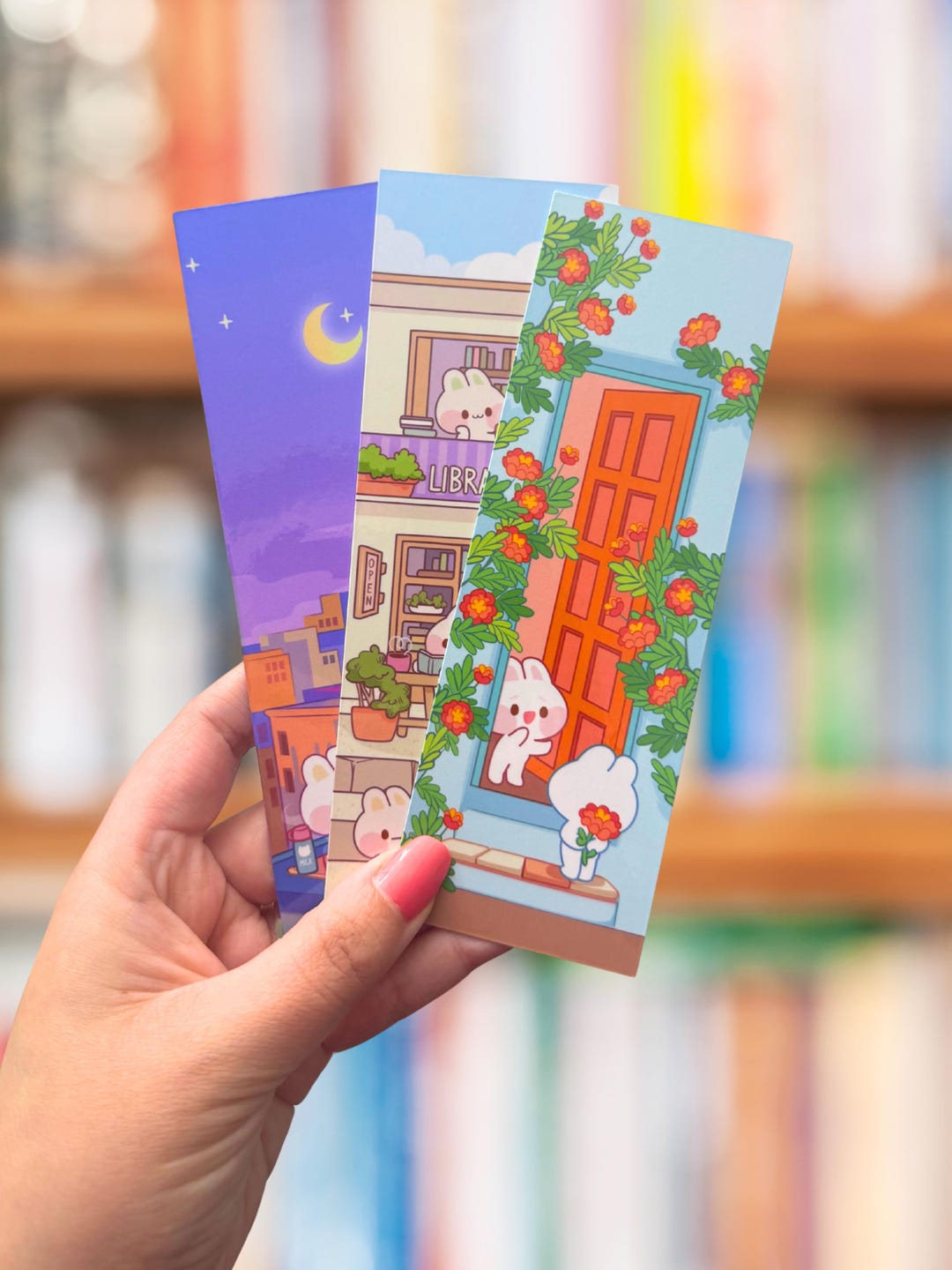 Cute Bunny Laminated Bookmark Set, Kawaii Bookmarks, Cute Animal ...