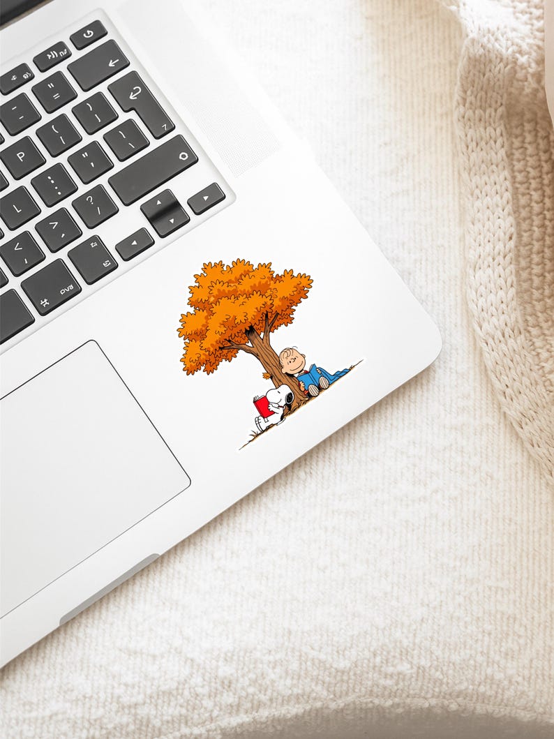 Snoopy Reading Sticker Snoop Fall Reading Sticker, Cozy Autumn Peanuts Sticker, Charlie Brown ...