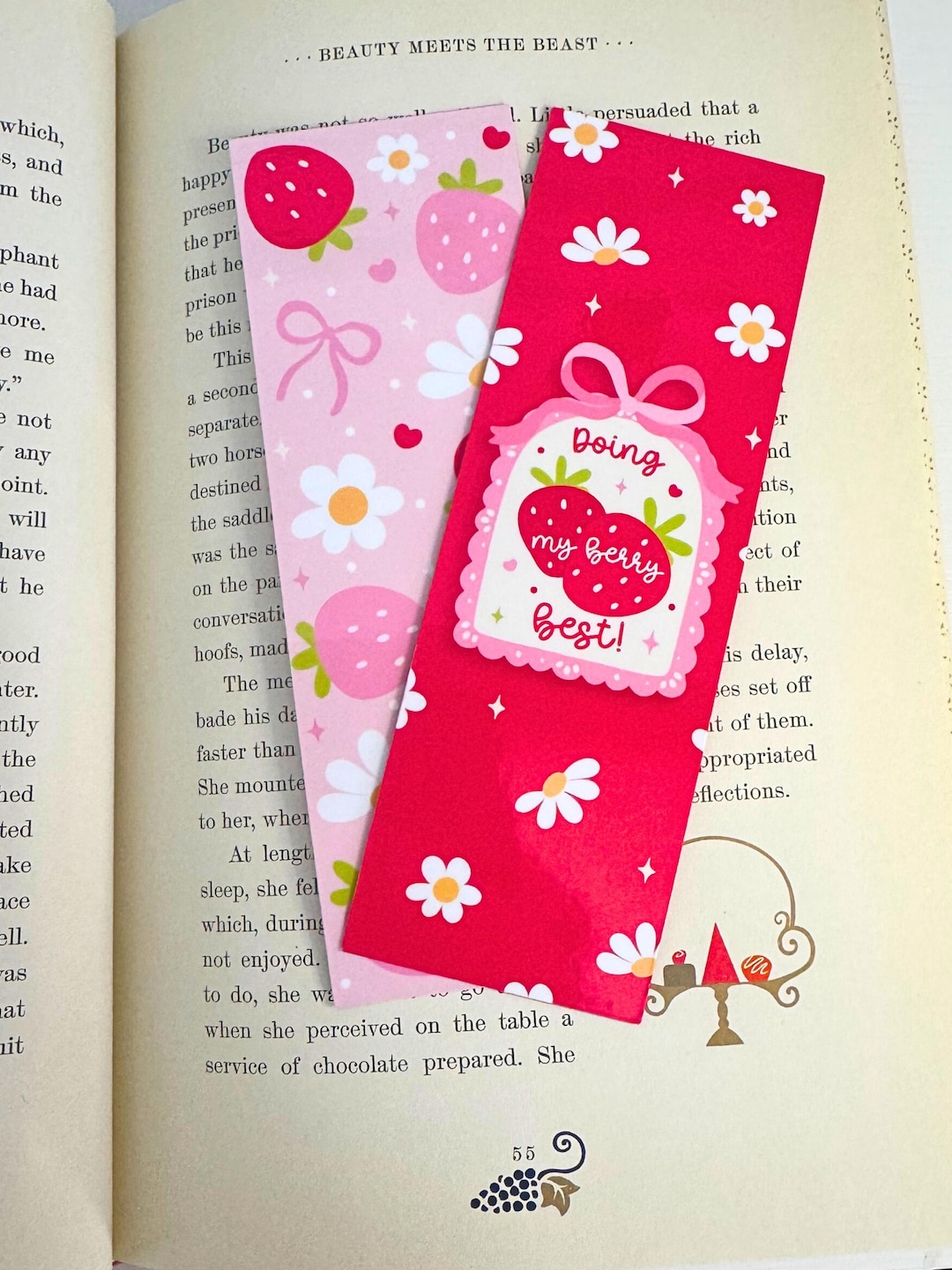Strawberry Laminated Bookmark Set, Doing My Berry Best Bookmark, Cute ...