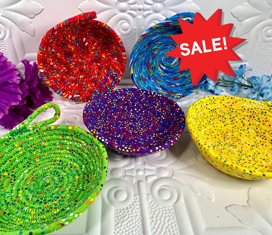 Fabric Rope Bowls, Primary Colors, Handmade Home Decor, Party Table ...