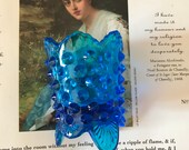 Vintage 60s Colonial Cobalt Blue Hobnail Fenton Toothpick Votive Holder Home Decor Gift for Her