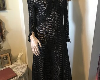 Black crochet dress | Etsy