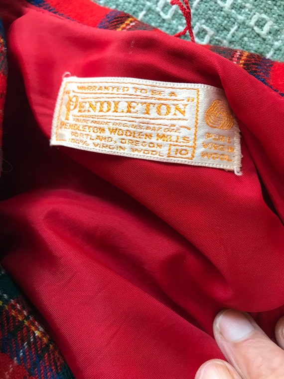 Vintage 70s MOD Pendelton Wool Red Tartan Plaid L… - image 3