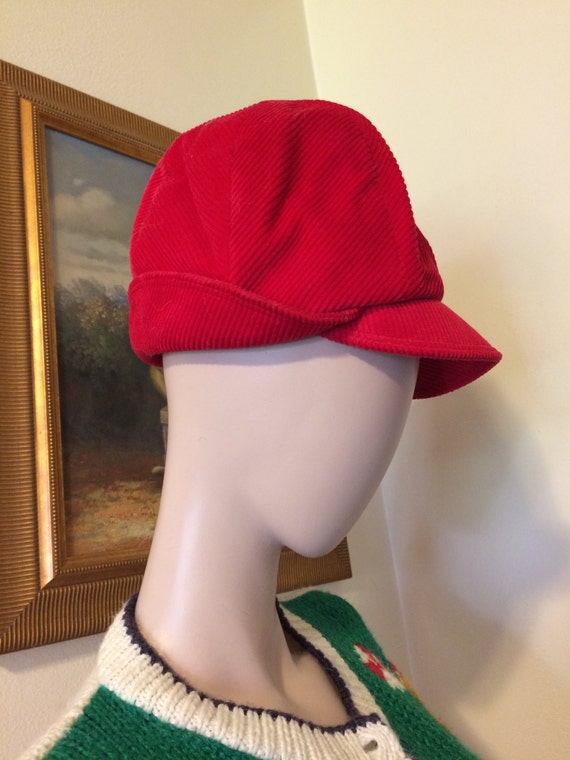 Vintage 60s Cherry Red Mod Betmar Newsboy cHIC hIP