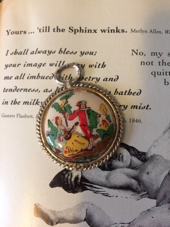 Vintage 40s Hand painted Colorful Colonial Dancers