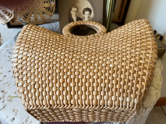 Vintage 70s Woven Straw Beige Brown Ladies Strawb… - image 4