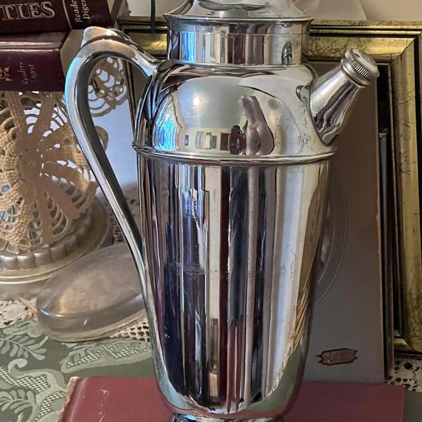 Vintage 1950s Mid century Modern Silverplate Bar Ware Carafe Pitcher Retro Decor Gift for Her Him
