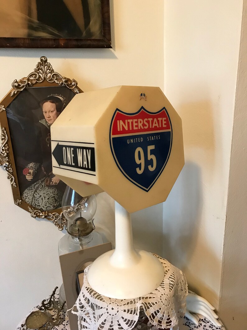 Home Decor Bar Decor Gift for Him Vintage 60s Mid Century Modern Interstate 95 Novelty Lamp Stylette Plastics Inc
