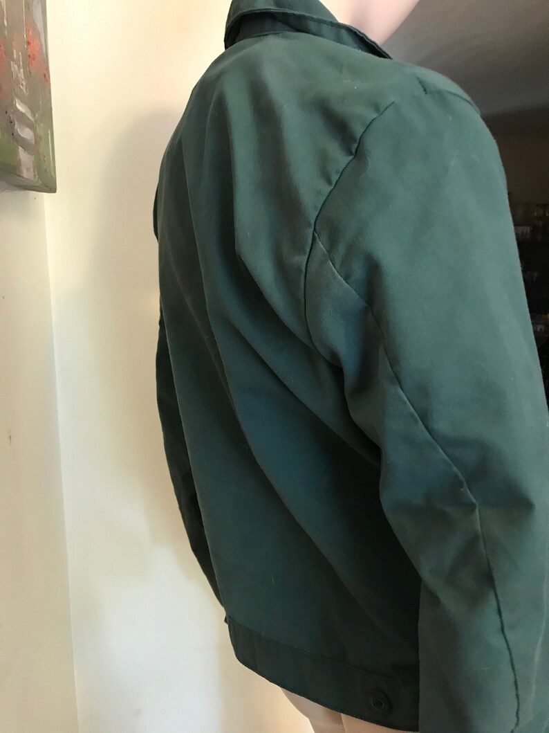 Vintage 60s Mens Green Work Jacket Utility Jacket Patches Fred Hy Point Farms Mens Crop Work Jacket Coat Size SMall Medium Gift for Him