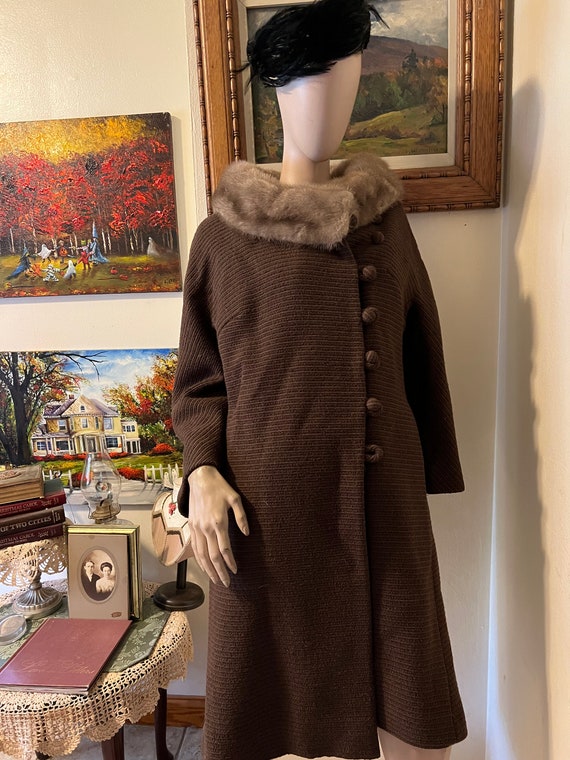 Vintage 1960s Brown Forstmann Wool Mod Classic Gi… - image 1