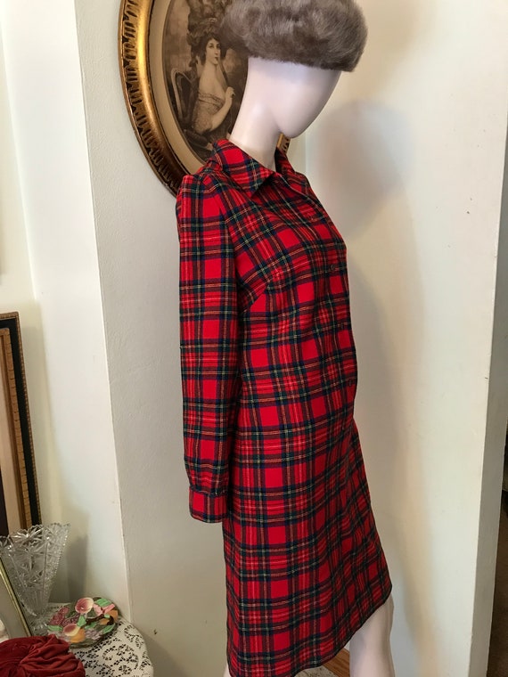 Vintage 70s MOD Pendelton Wool Red Tartan Plaid L… - image 4