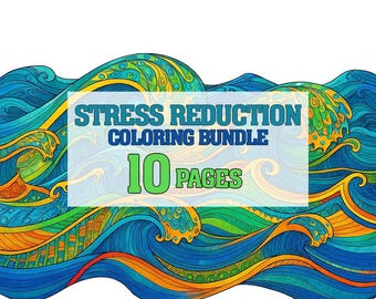 10 Stress Reduction Coloring for Adults (DIGITAL DOWNLOAD)