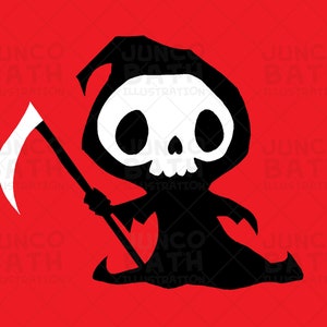 Cute GRIM REAPER SVG Vector • Instant Digital Download • Cricut cut file • eps png jpg • Halloween silhouette printable decal skull skeleton