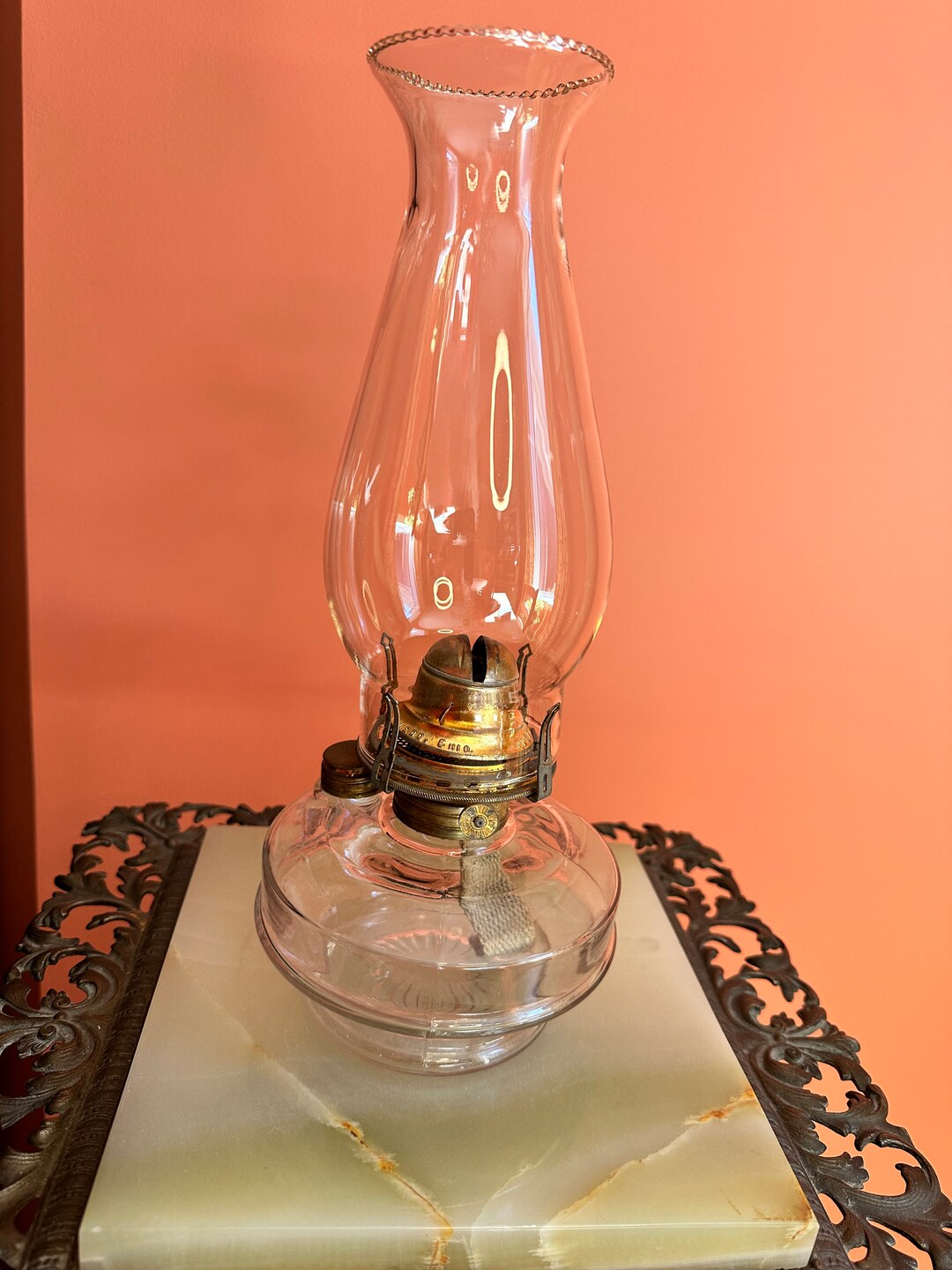 Antique Queen Anne Oil Lamp Etsy