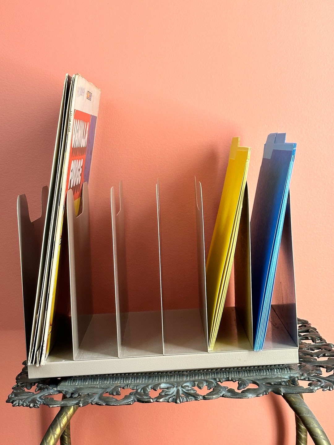 Vintage File Sorter Steel 6 Slot File Organizer Record Album Etsy