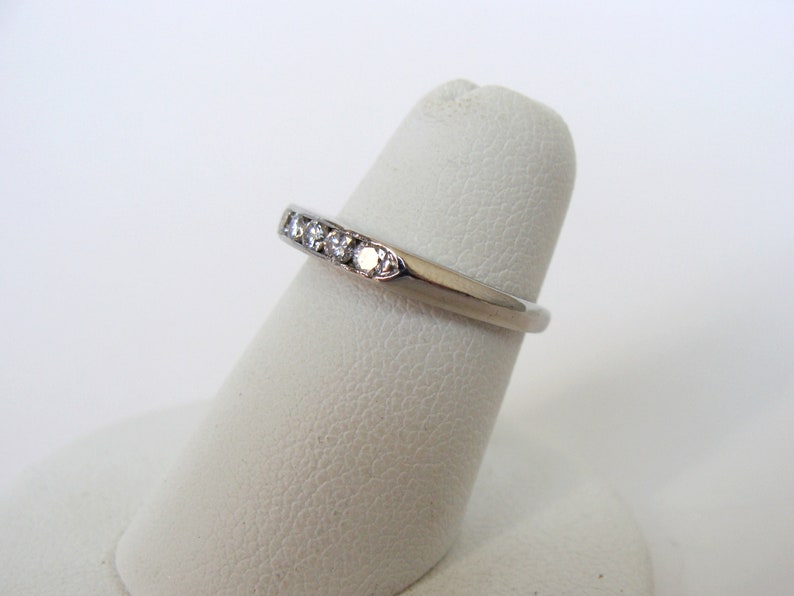 Diamond band, Art Deco anniversary wedding ring, platinum, sizeable, 7 stone, vintage ring, half eternity, stacking ring image 5