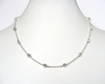 Sterling silver chain, station chain, 16.5 inches, layer, handmade, everyday style