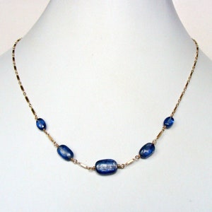 Kyanite necklace, gorgeous genuine blue kyanite 14kt gold-fill, 16.5-18 inches, handmade, Let Loose Jewelry, something blue