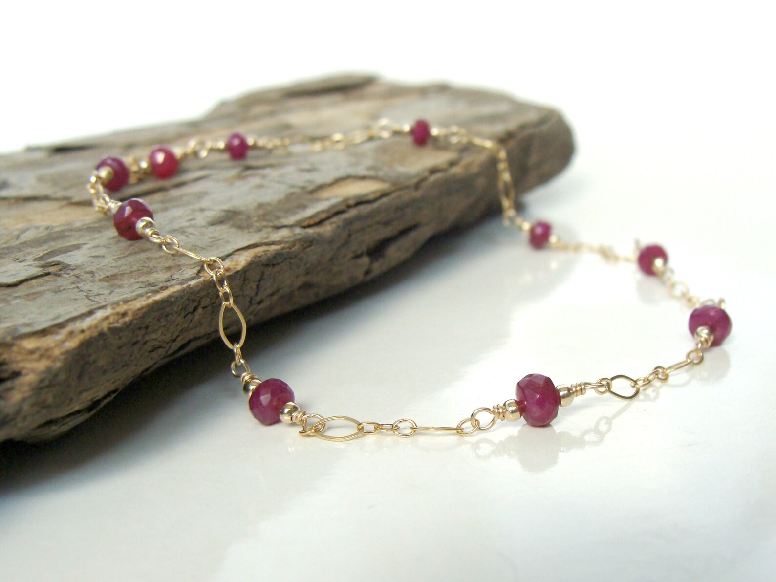 Dainty Gold Ruby Anklet Handmade Original Genuine Ruby Etsy