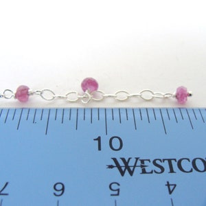 Pink sapphire anklet, sterling silver, gemstone drops all around, adjustable length 9.5 10.5 inches, handmade, Let Loose Jewelry image 6