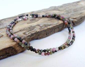 Tourmaline wrap anklet, 2 strand anklet, 20 inches total, fits like 10 inch, sterling clasp, handmade