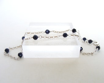 Bracelet de cheville délicat en saphir : argent sterling, longueur réglable
