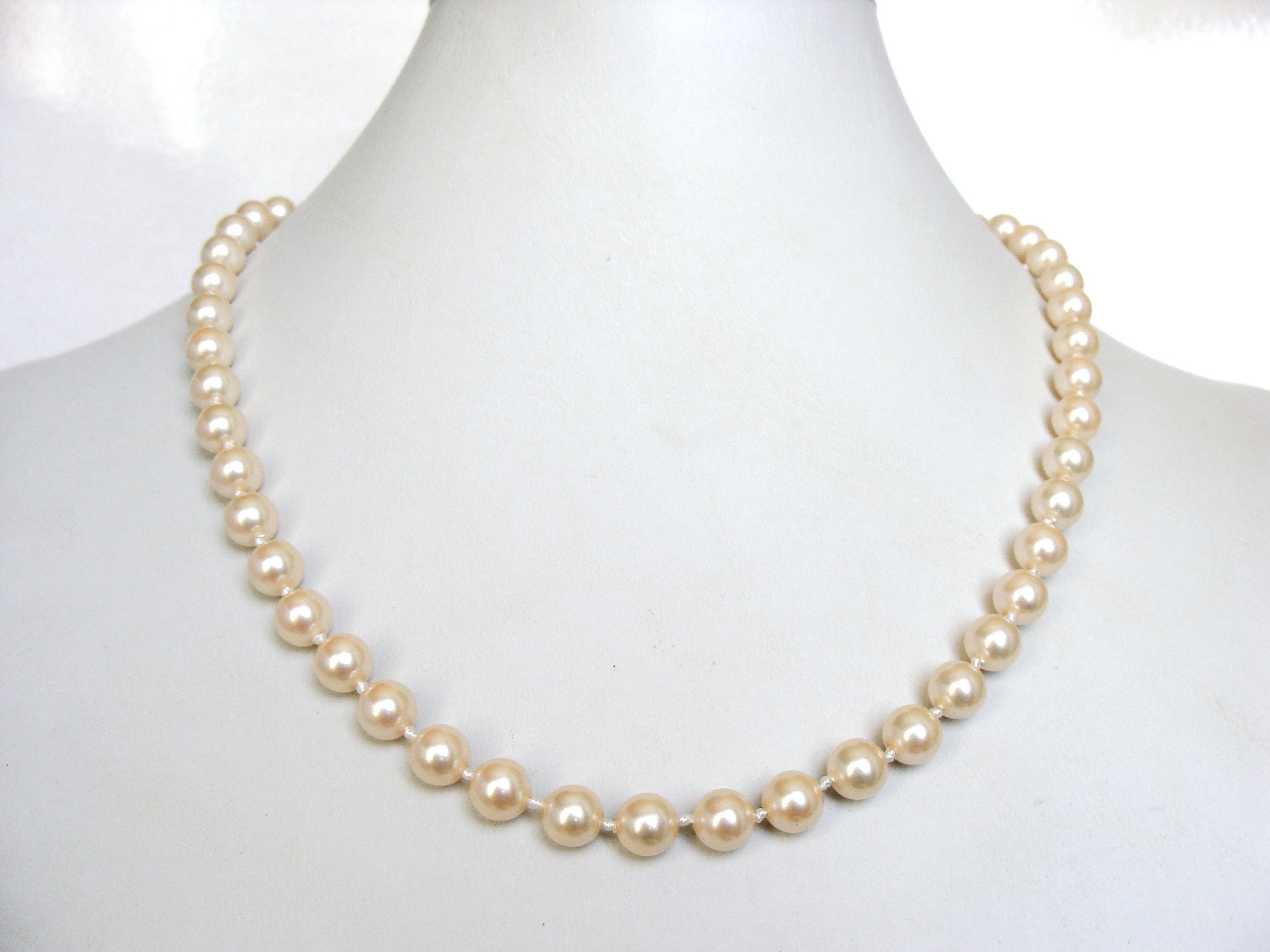 Faux Pearls Vintage Hand Knotted Peals Extra Long Strand 44 Inches Long