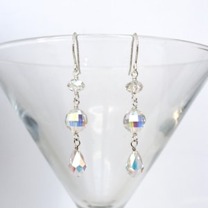 Long crystal earrings, Swarovski crystal drops, sterling silver, super sparkle, handmade