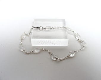 Handmade Sterling Silver Rock Crystal Anklet, Summer Jewelry