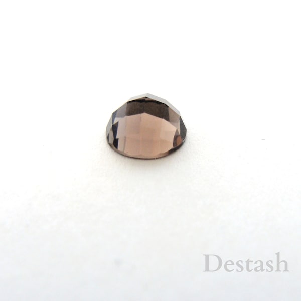 8mm round smoky quartz cabochon, checkerboard cut, high dome stone, clear cool brown, destash gemstones, DIY jewelry making