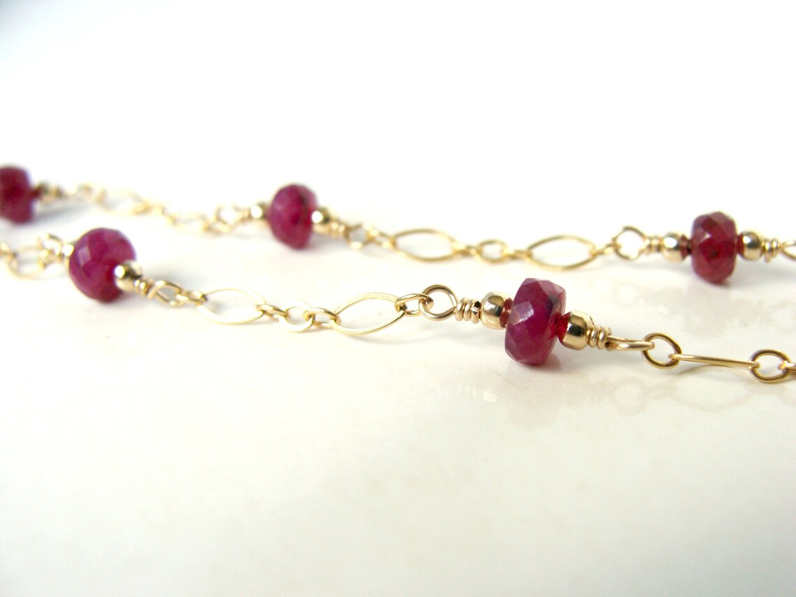 Dainty Gold Ruby Anklet Handmade Original Genuine Ruby Etsy
