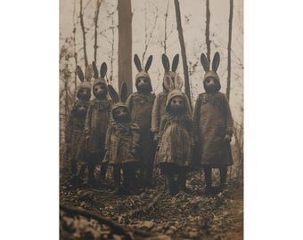 The Easter Entourage Premium Matte/Glossy Paper Poster, Victorian Vintage, Gothic Spooky, Art Poster Print, Cryptid Photo