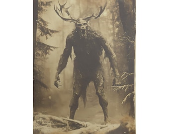 Wendigo Cryptid Photo Poster, Victorian Gothic Spooky Art Print