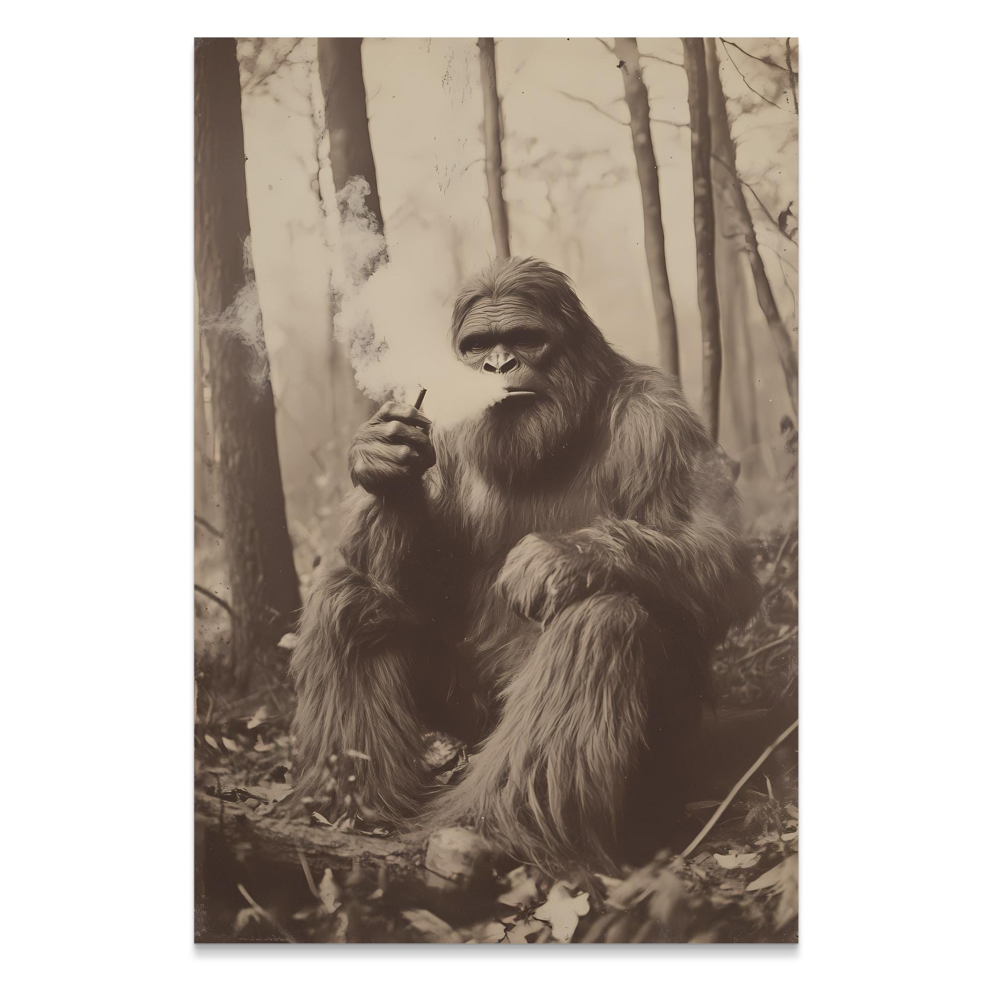 Bigfoot Smoking Premium Matte/glossy Paper Poster, Victorian Vintage ...