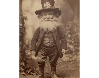 Impresión de póster gótico victoriano de un duende alegre, foto del Día de San Patricio