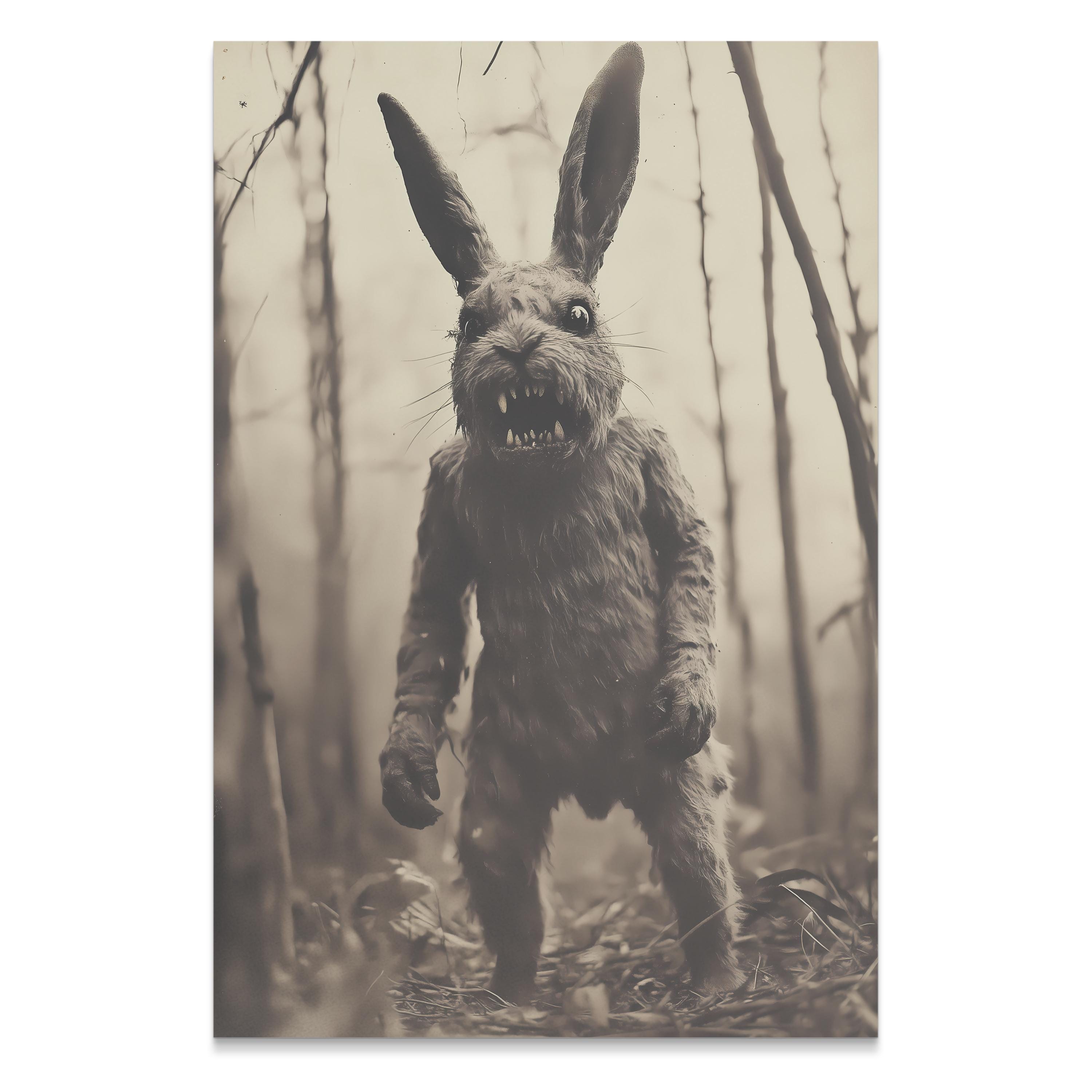 Were-rabbit Cryptid Photo Poster, Victorian Gothic Spooky Art