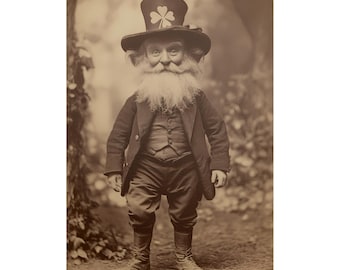 Jolly Leprechaun Premium Matte/Glossy Paper Poster, Victorian Vintage, Gothic Spooky, Art Poster Print, St. Patty&#39;s Day Photo