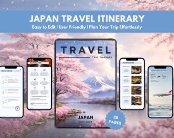 Japan Travel Itinerary | Fully Customizable Digital Template | Editable in Canva | Your Printable Japan Travel Guide