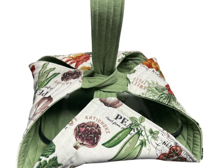 Handmade Quilted Casserole Dish Carrier Reversible Pie Plate Holder Hot Dish Tote Potluck Food Carrier With Handle Kitchen Gift ECO Friendly