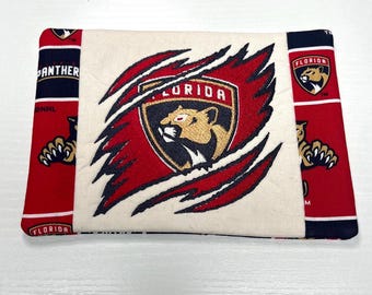 Florida Panthers Mug Rug NHL Hockey Coaster Embroidered Fabric Drink Mat Handmade Team Gift for Fans