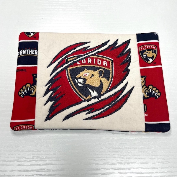 Florida Panthers Mug Rug NHL Hockey Coaster Embroidered Fabric Drink Mat Handmade Team Gift for Fans