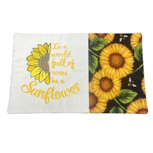 Embroidered Sunflower Mug Rug Padded Cotton Coaster