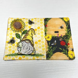 Embroidered Sunflower Gnome Mug Rug Padded Cotton Coaster