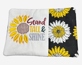 Embroidered Mug Rug Sunflower Cotton Coaster Padded Mug Mat