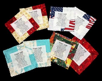 Handcrafted Prayer Quilt Set of 2 with Uplifting Prayer and Wooden Cross Inside  Faith Gift Comfort Spiritual Inspirational Encouragement