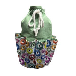Bingo Bag Dauber Bag Bingo Lover Handbag Drawstring Tote Bag 10 Pockets Hand Crafted