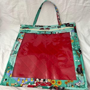 Vinyl Front Project Bag - Cross Stitch, Embroidery and WIP Storage. 17”x17.5” with strap handle for easy transportation. Ready To Ship